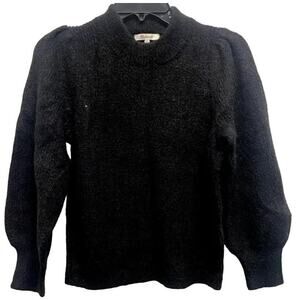 Madewell Eaton Pullover Crew Puff Sleeve Sweater Sz XS/Extra Small in Black NWT